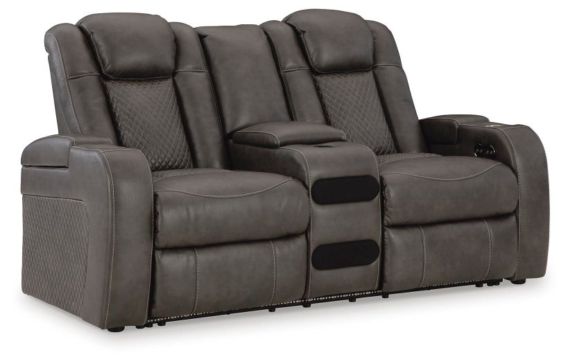Fyne-Dyme Power Reclining Loveseat with Console - Atchison Furniture Company (Atchison, KS)