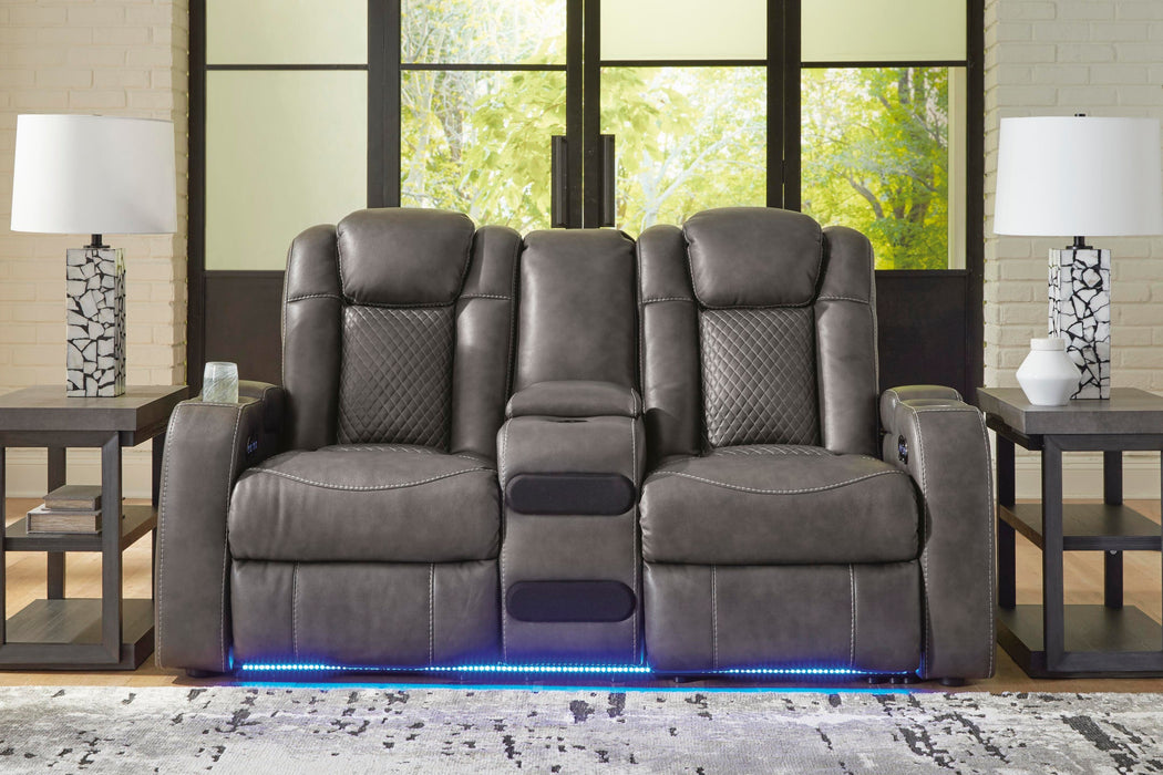 Fyne-Dyme Power Reclining Loveseat with Console - Atchison Furniture Company (Atchison, KS)