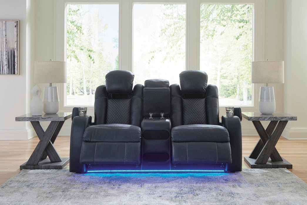 Fyne-Dyme Power Reclining Loveseat with Console - Atchison Furniture Company (Atchison, KS)
