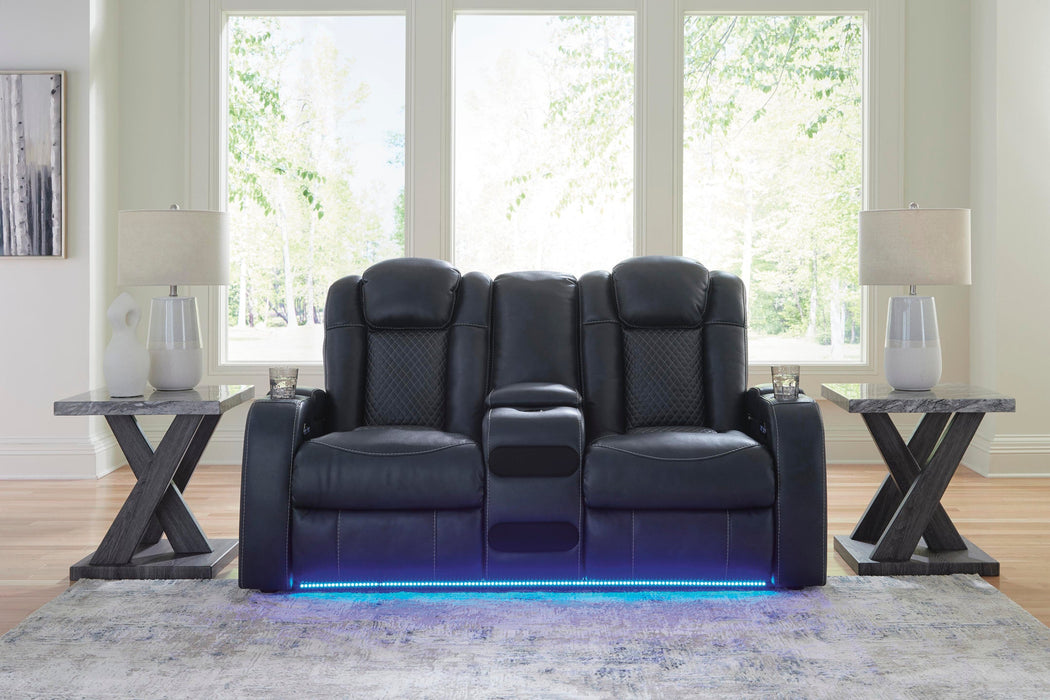 Fyne-Dyme Power Reclining Loveseat with Console - Atchison Furniture Company (Atchison, KS)