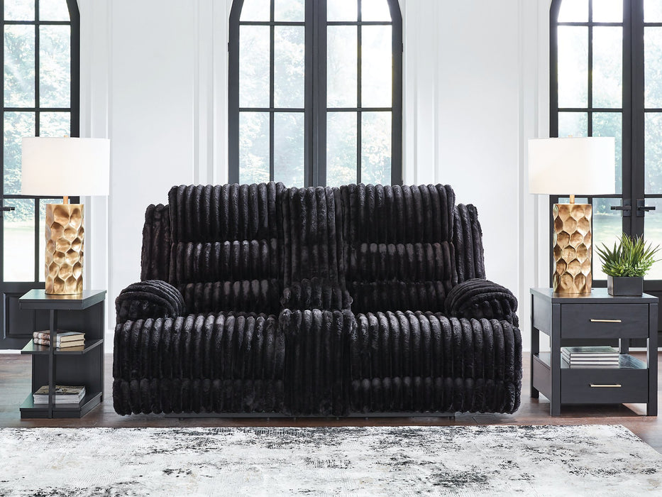 Rhine Falls Reclining Loveseat with Console - Atchison Furniture Company (Atchison, KS)