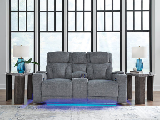 Studio Cave Power Reclining Loveseat with Console - Atchison Furniture Company (Atchison, KS)