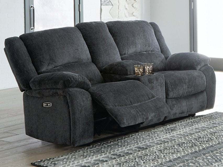 Draycoll Power Reclining Loveseat with Console - Atchison Furniture Company (Atchison, KS)