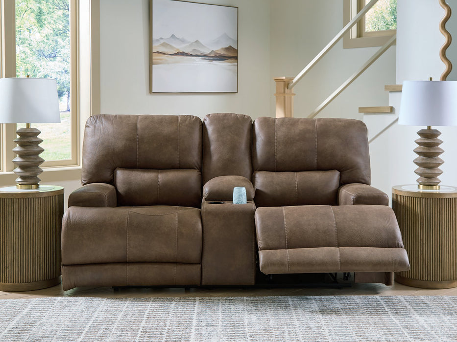 Beckley Place Power Reclining Loveseat with Console - Atchison Furniture Company (Atchison, KS)