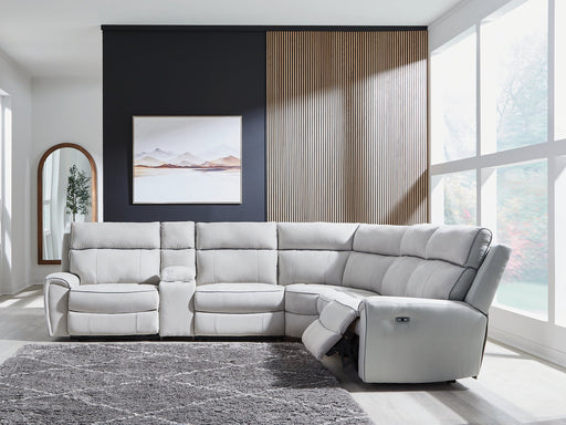 Social Pointe Reclining Sectional with Storage Console - Atchison Furniture Company (Atchison, KS)