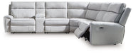 Social Pointe Reclining Sectional with Storage Console - Atchison Furniture Company (Atchison, KS)