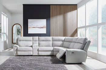 Social Pointe Reclining Sectional with Storage Console - Atchison Furniture Company (Atchison, KS)