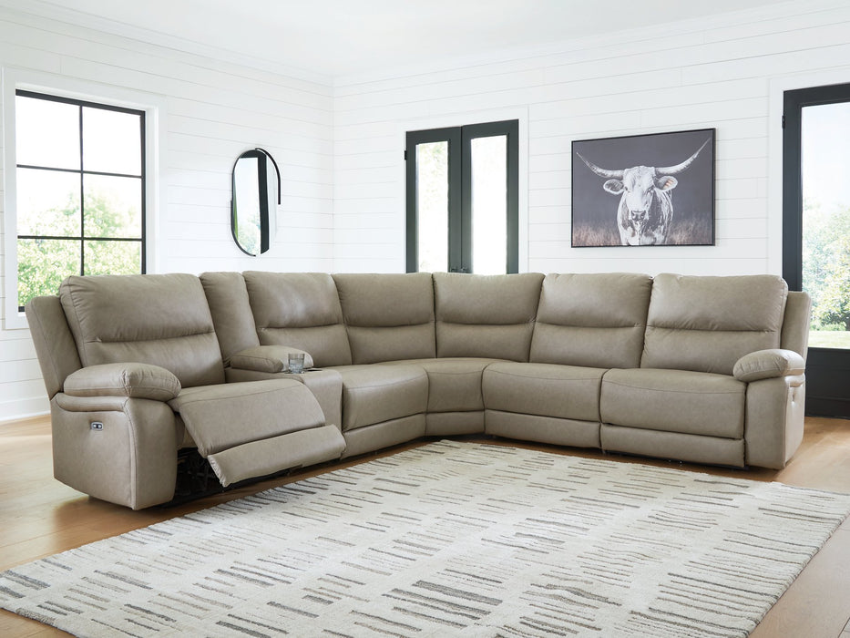 Narwhal Place Reclining Sectional with Storage Console - Atchison Furniture Company (Atchison, KS)