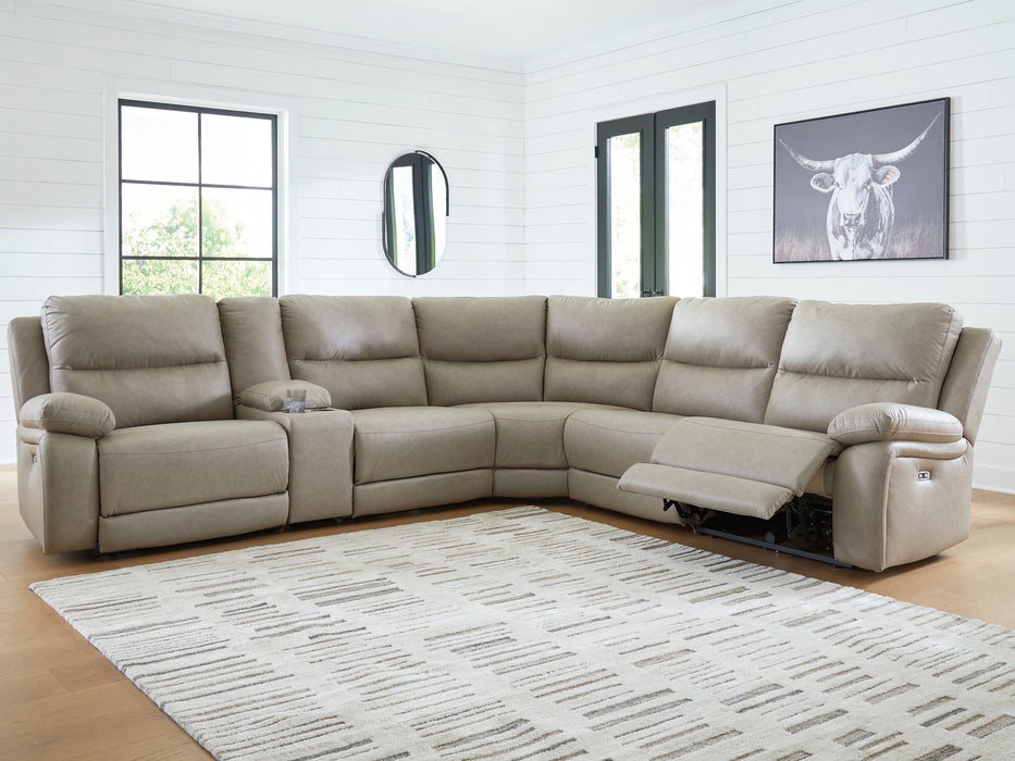 Narwhal Place Reclining Sectional with Storage Console - Atchison Furniture Company (Atchison, KS)