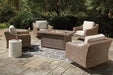 Beachcroft Beachcroft Fire Pit Table with Four Nuvella Swivel Lounge Chairs - Atchison Furniture Company (Atchison, KS)