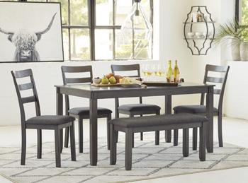 Bridson Dining Table and Chairs with Bench (Set of 6) - Atchison Furniture Company (Atchison, KS)