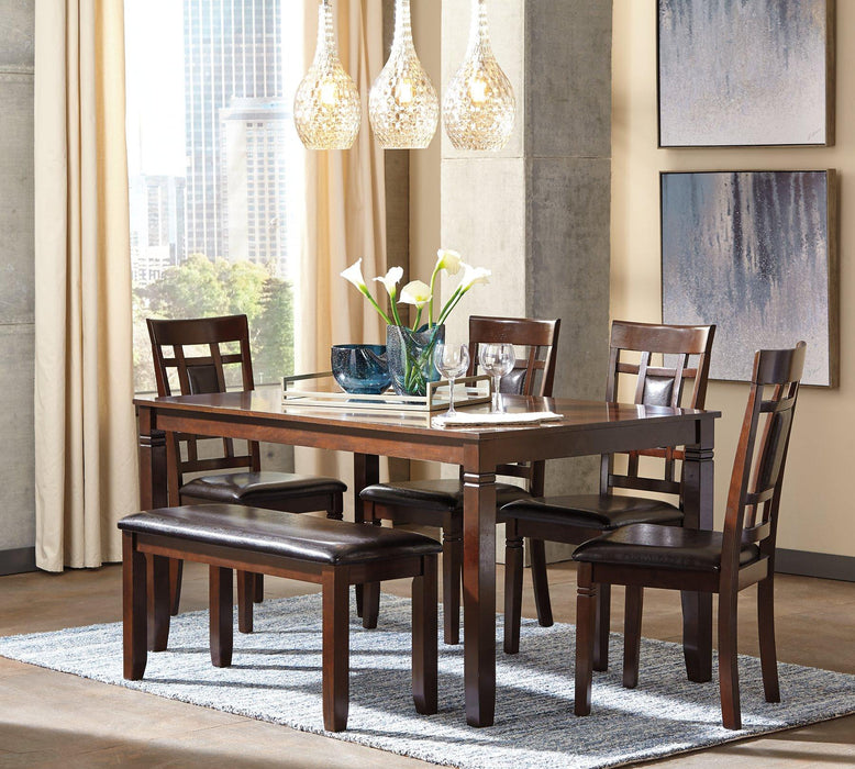 Bennox Dining Table and Chairs with Bench (Set of 6) - Atchison Furniture Company (Atchison, KS)