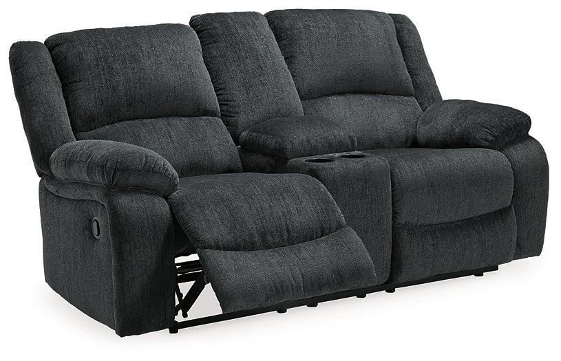 Draycoll Reclining Loveseat with Console - Atchison Furniture Company (Atchison, KS)