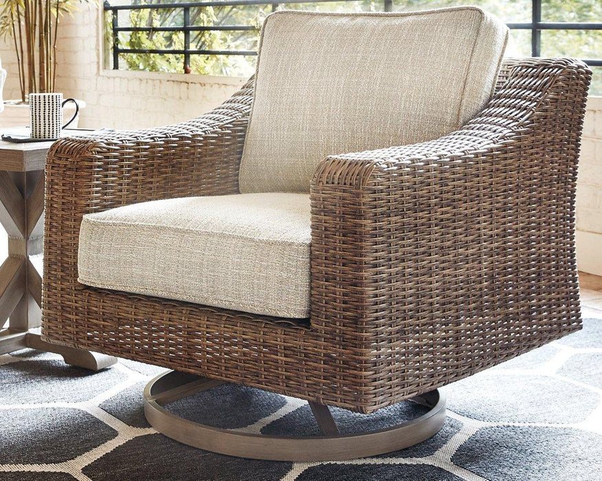 Beachcroft Outdoor Swivel Lounge with Cushion - Atchison Furniture Company (Atchison, KS)