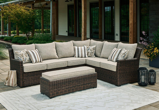 Brook Ranch Outdoor Sofa Sectional/Bench with Cushion (Set of 3) - Atchison Furniture Company (Atchison, KS)