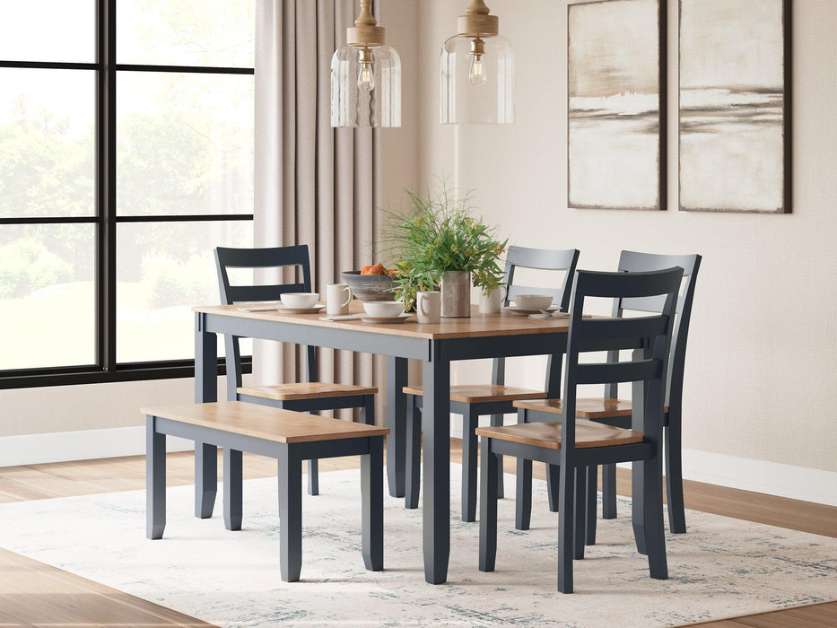 Gesthaven Dining Table with 4 Chairs and Bench (Set of 6) - Atchison Furniture Company (Atchison, KS)