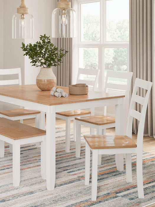 Gesthaven Dining Table with 4 Chairs and Bench (Set of 6) - Atchison Furniture Company (Atchison, KS)