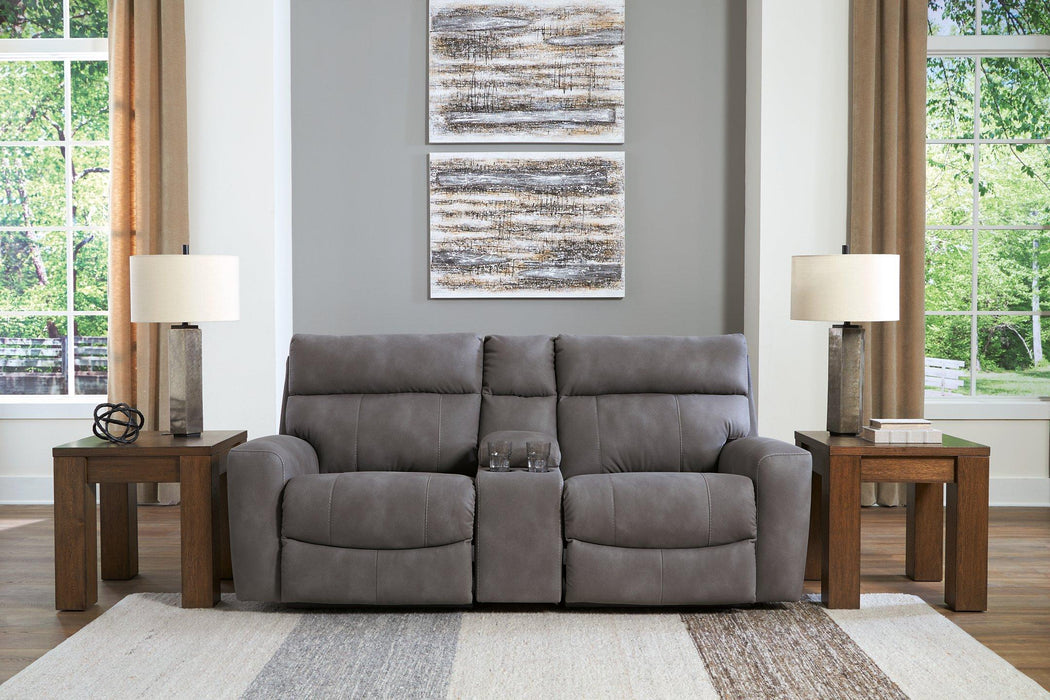 Next-Gen DuraPella Power Reclining Sectional Loveseat with Console - Atchison Furniture Company (Atchison, KS)