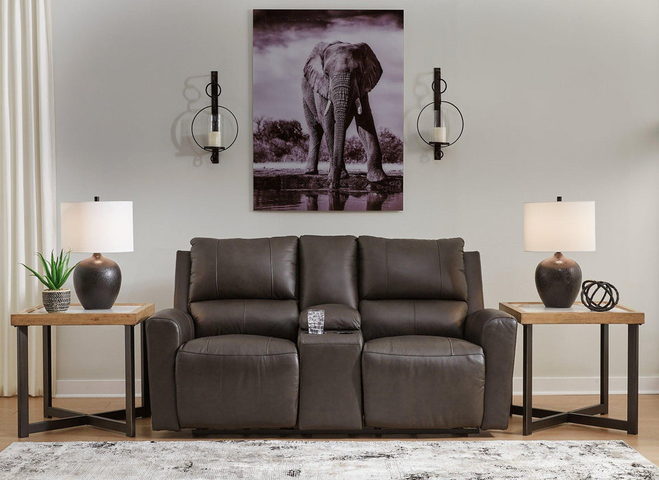 Boxmere Power Reclining Loveseat with Console - Atchison Furniture Company (Atchison, KS)