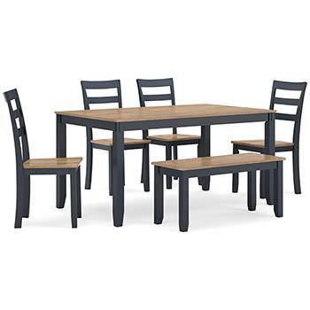 Gesthaven Dining Table with 4 Chairs and Bench (Set of 6) - Atchison Furniture Company (Atchison, KS)