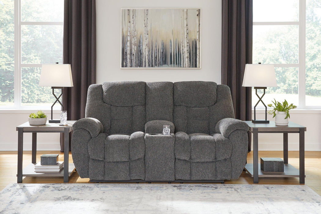 Foreside Reclining Loveseat with Console - Atchison Furniture Company (Atchison, KS)