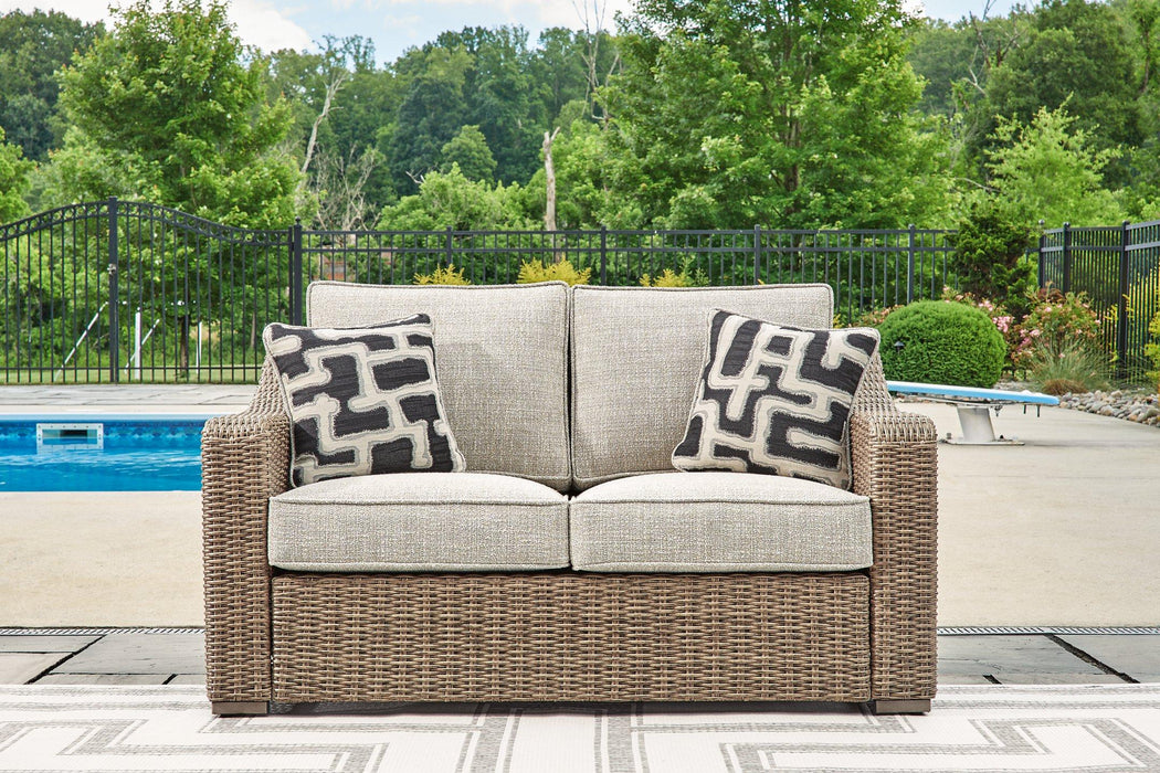 Beachcroft Outdoor Loveseat with Cushion - Atchison Furniture Company (Atchison, KS)