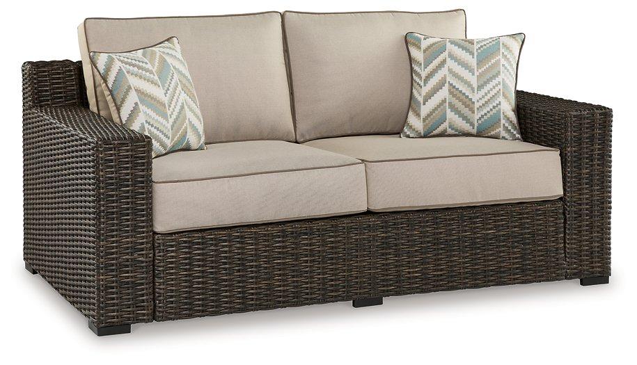 Coastline Bay Outdoor Loveseat with Cushion - Atchison Furniture Company (Atchison, KS)