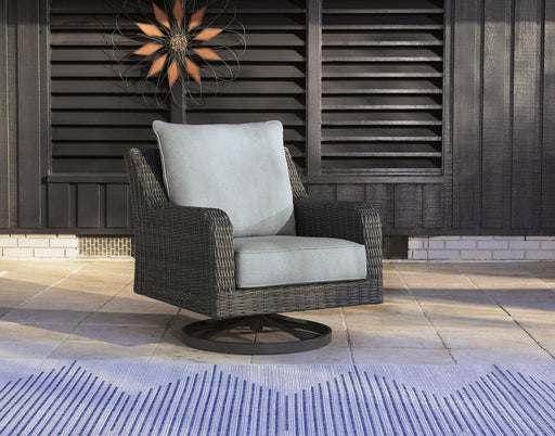 Elite Park Outdoor Swivel Lounge with Cushion - Atchison Furniture Company (Atchison, KS)