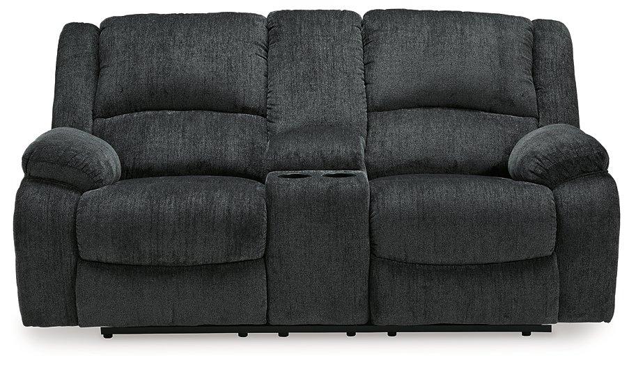 Draycoll Reclining Loveseat with Console - Atchison Furniture Company (Atchison, KS)