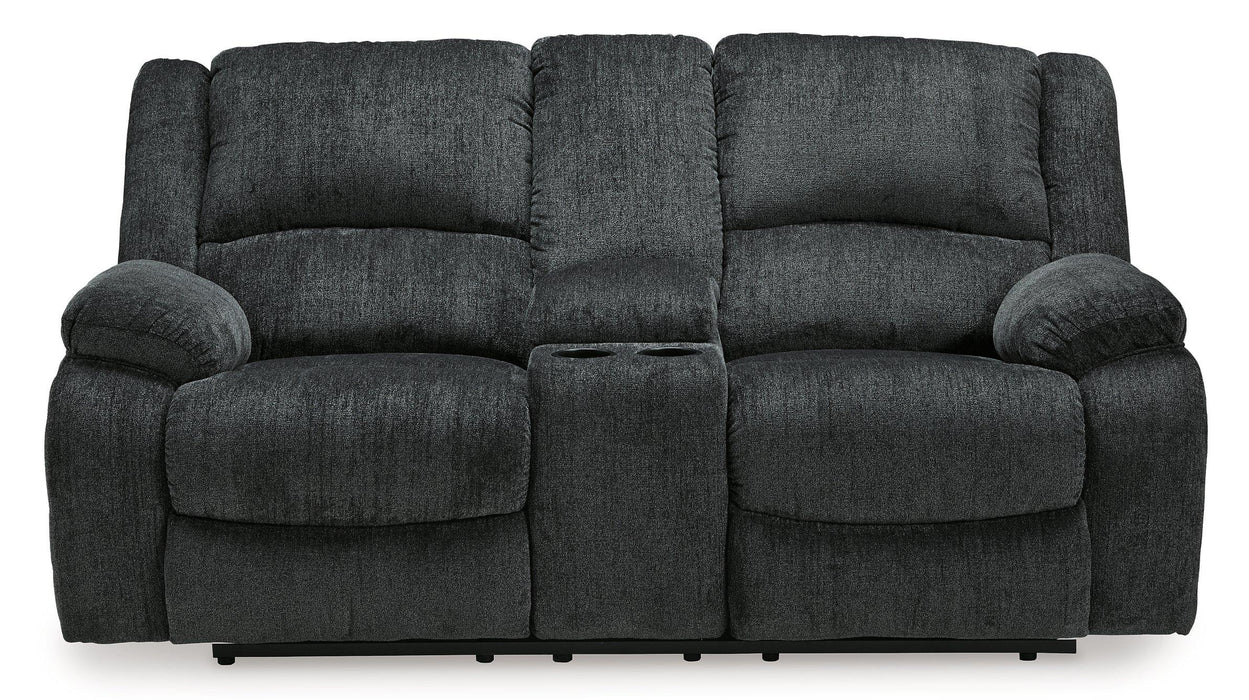Draycoll Power Reclining Loveseat with Console - Atchison Furniture Company (Atchison, KS)