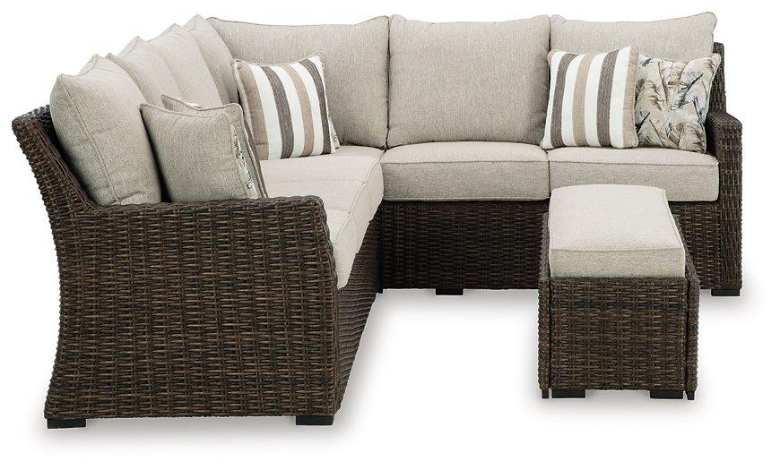 Brook Ranch Outdoor Sofa Sectional/Bench with Cushion (Set of 3) - Atchison Furniture Company (Atchison, KS)