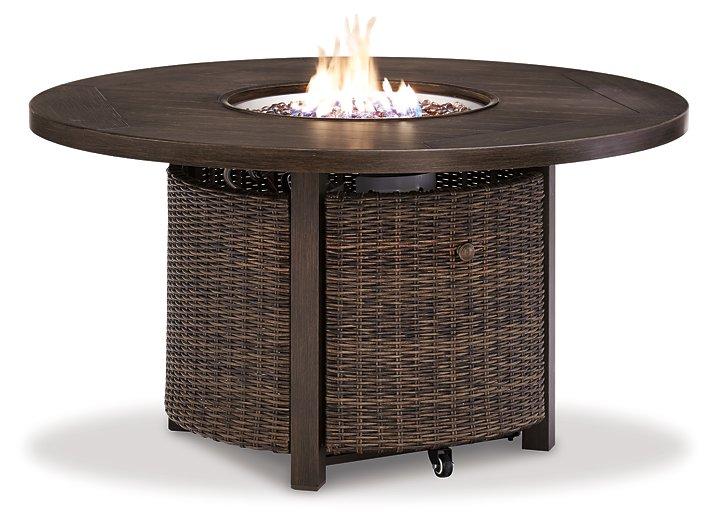 Paradise Trail Paradise Trail Fire Pit Table with 4 Nuvella Swivel Lounge Chairs - Atchison Furniture Company (Atchison, KS)