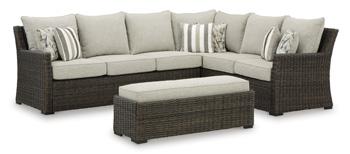 Brook Ranch Outdoor Sofa Sectional/Bench with Cushion (Set of 3) - Atchison Furniture Company (Atchison, KS)