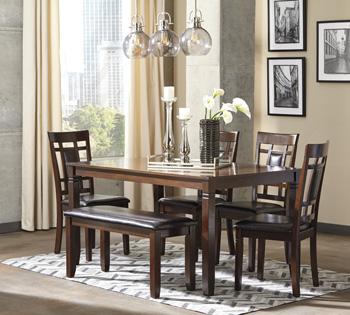 Bennox Dining Table and Chairs with Bench (Set of 6) - Atchison Furniture Company (Atchison, KS)