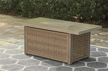 Beachcroft Beachcroft Fire Pit Table with Four Nuvella Swivel Lounge Chairs - Atchison Furniture Company (Atchison, KS)