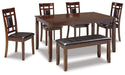Bennox Dining Table and Chairs with Bench (Set of 6) - Atchison Furniture Company (Atchison, KS)
