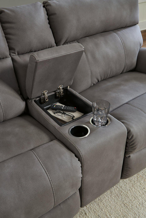 Next-Gen DuraPella Power Reclining Sectional Loveseat with Console - Atchison Furniture Company (Atchison, KS)