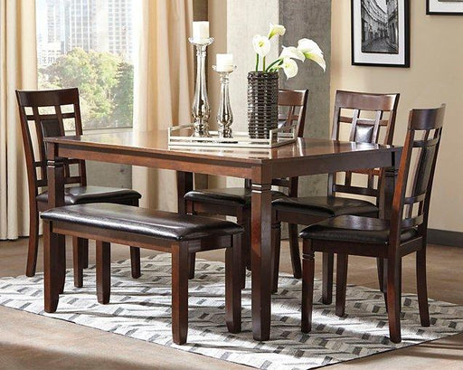 Bennox Dining Table and Chairs with Bench (Set of 6) - Atchison Furniture Company (Atchison, KS)