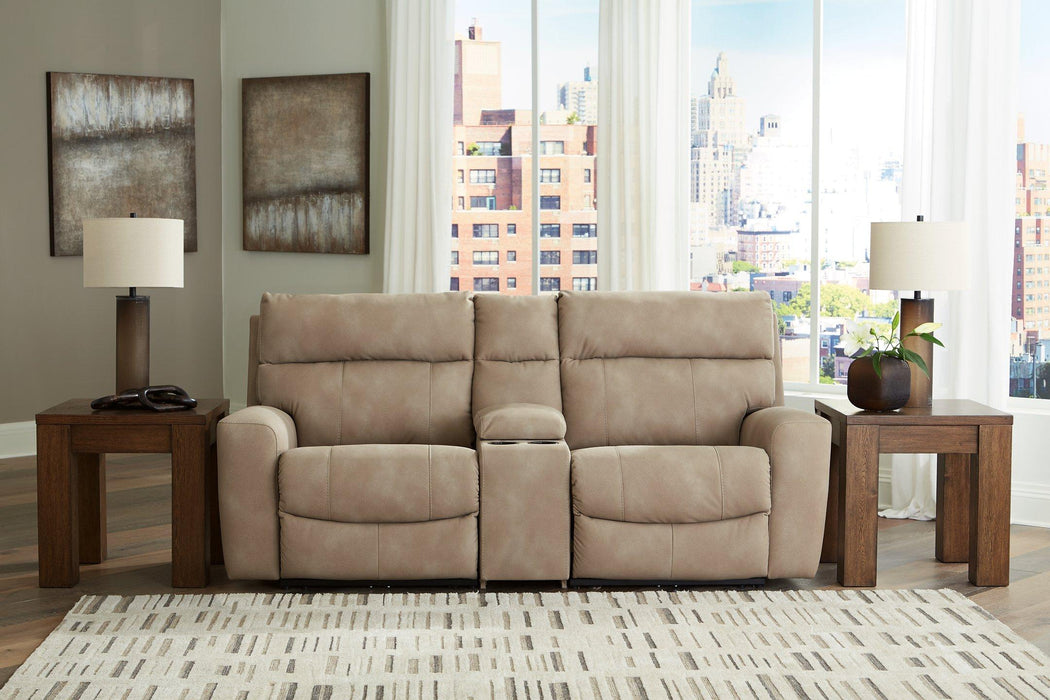 Next-Gen DuraPella Power Reclining Sectional Loveseat with Console - Atchison Furniture Company (Atchison, KS)