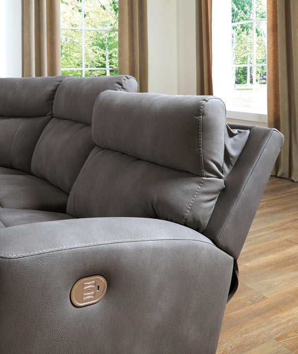Next-Gen DuraPella Power Reclining Sectional Loveseat with Console - Atchison Furniture Company (Atchison, KS)