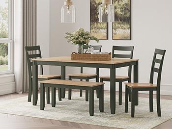 Gesthaven Dining Table with 4 Chairs and Bench (Set of 6) - Atchison Furniture Company (Atchison, KS)