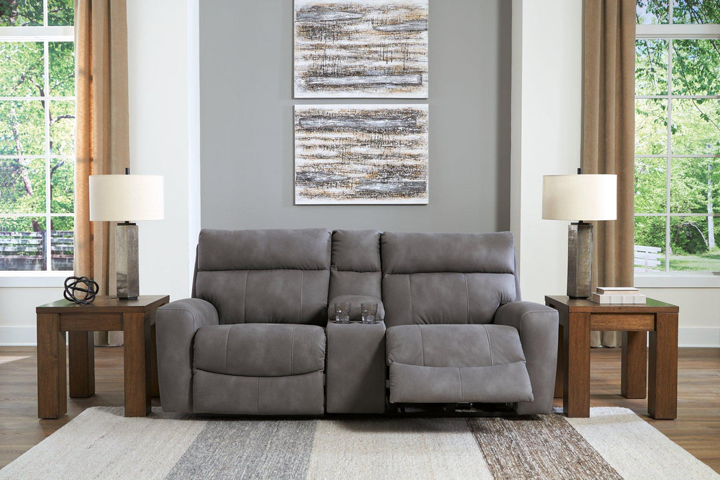Next-Gen DuraPella Power Reclining Sectional Loveseat with Console - Atchison Furniture Company (Atchison, KS)