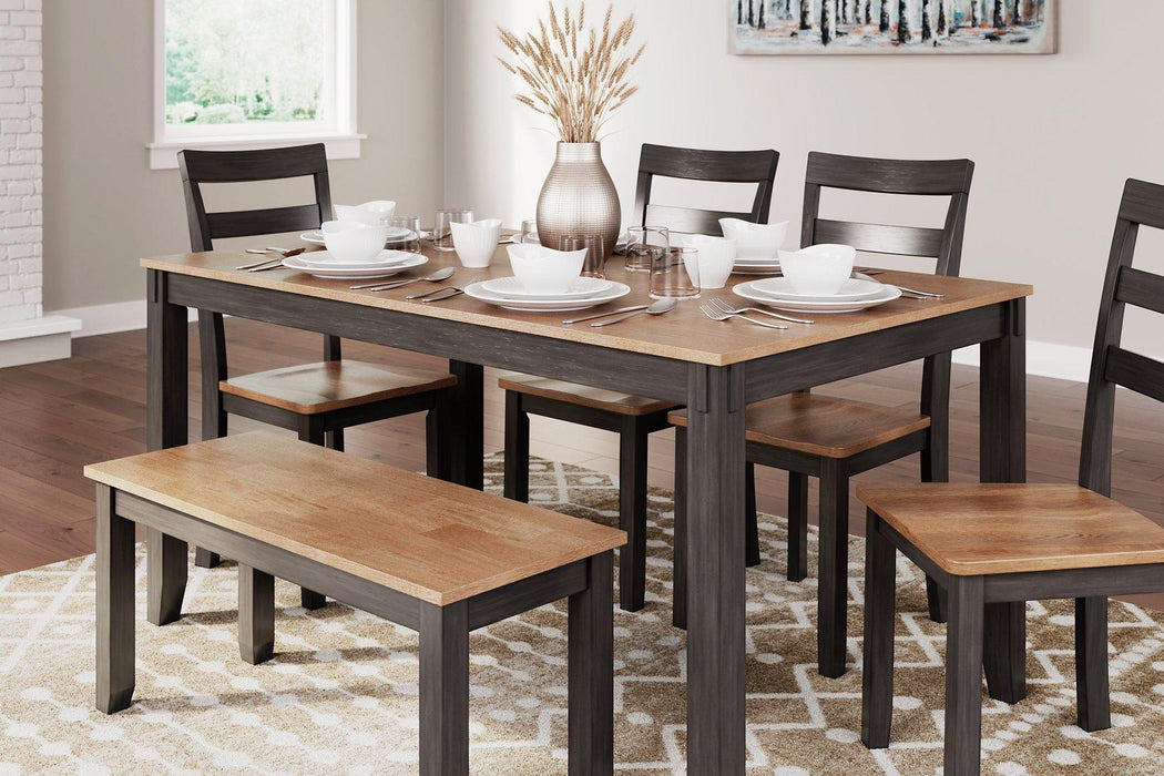 Gesthaven Dining Table with 4 Chairs and Bench (Set of 6) - Atchison Furniture Company (Atchison, KS)