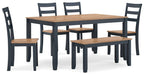 Gesthaven Dining Table with 4 Chairs and Bench (Set of 6) - Atchison Furniture Company (Atchison, KS)