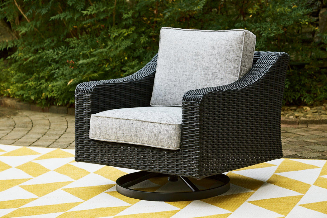 Beachcroft Outdoor Swivel Lounge with Cushion - Atchison Furniture Company (Atchison, KS)