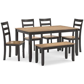 Gesthaven Dining Table with 4 Chairs and Bench (Set of 6) - Atchison Furniture Company (Atchison, KS)