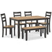 Gesthaven Dining Table with 4 Chairs and Bench (Set of 6) - Atchison Furniture Company (Atchison, KS)
