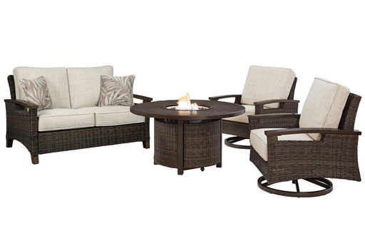 Paradise Trail Outdoor Loveseat, Lounge Chairs and Fire Pit Table - Atchison Furniture Company (Atchison, KS)