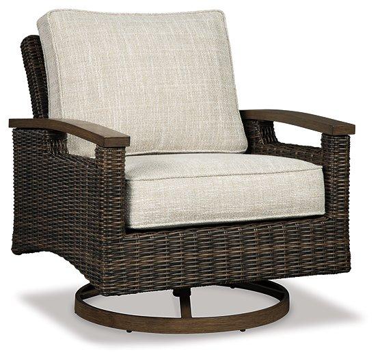 Paradise Trail Paradise Trail Fire Pit Table with 4 Nuvella Swivel Lounge Chairs - Atchison Furniture Company (Atchison, KS)