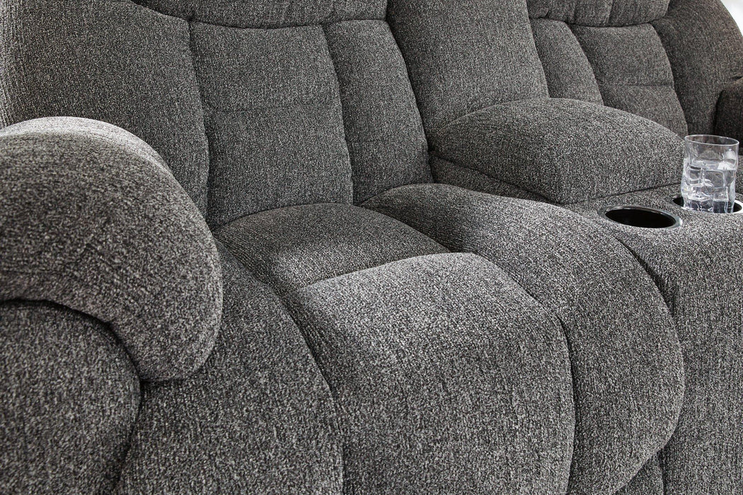 Foreside Reclining Loveseat with Console - Atchison Furniture Company (Atchison, KS)